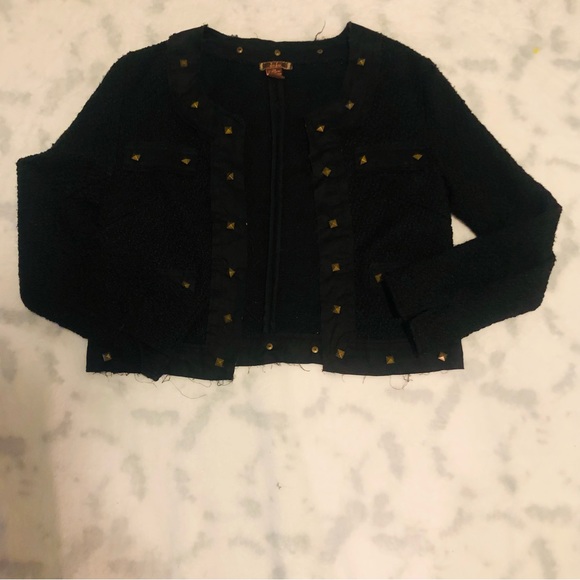 DMBM BLACK COTTON BLEND CROPPED JACKET. Size(XS) - Picture 6 of 14